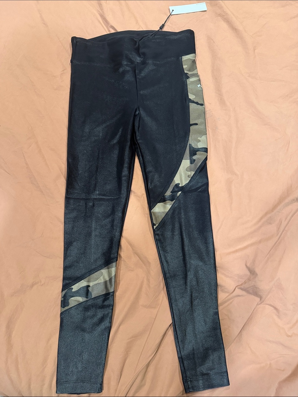 Koral Black Leggings w/Camouflage Accent - Size M